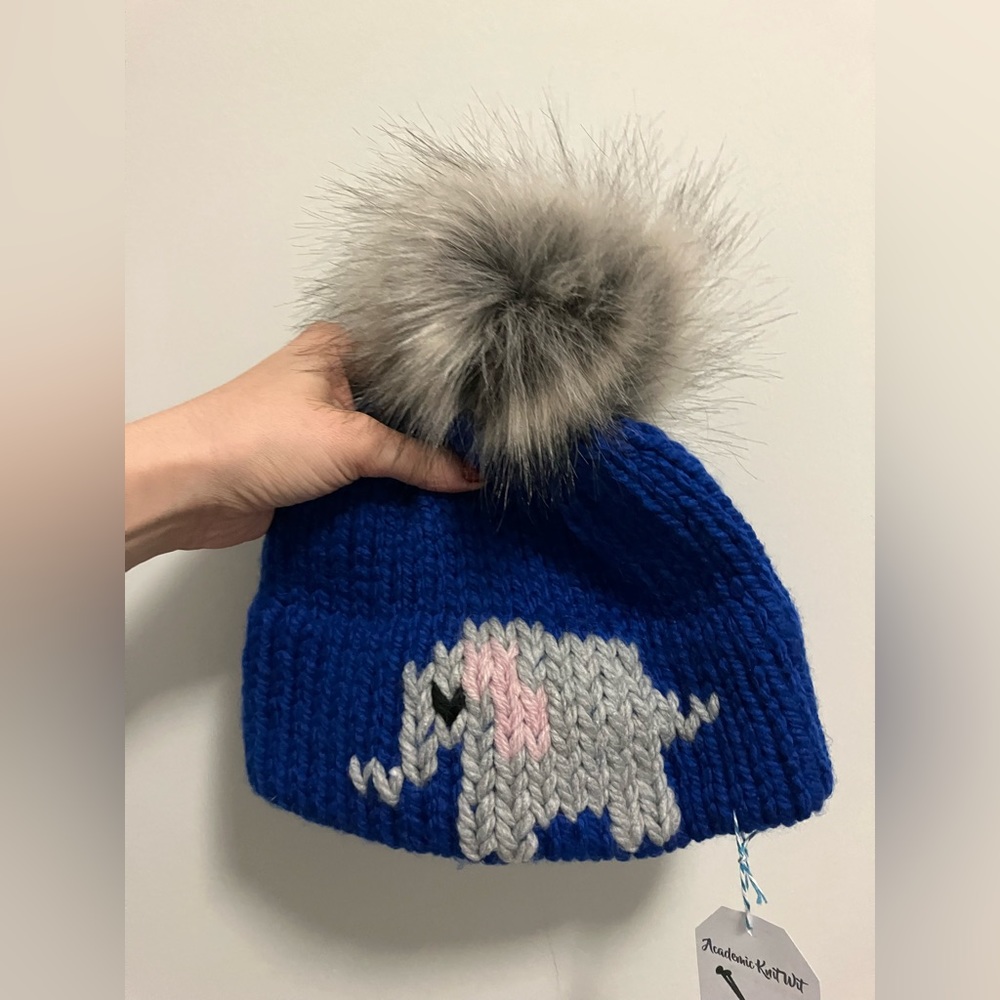 New! Kids elephant beanie. Knit double brim.